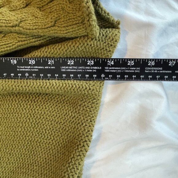 Pure Olive Green Knit Cardigan Sweater S/m Handknit Ribbed Sleeves Cable Knit - Picture 5 of 9